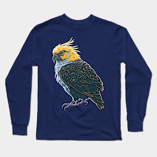 scary prehistoric cockatiel, vintage colors, high detail, vector sticker white outline, dark background, 12K, high quality, HD, octane render, vibrant colours Long Sleeve T-Shirt